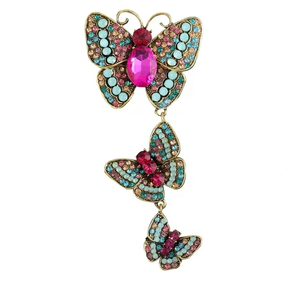 Fuchsia Butterfly Cascade Jewel of Elegance Brooch